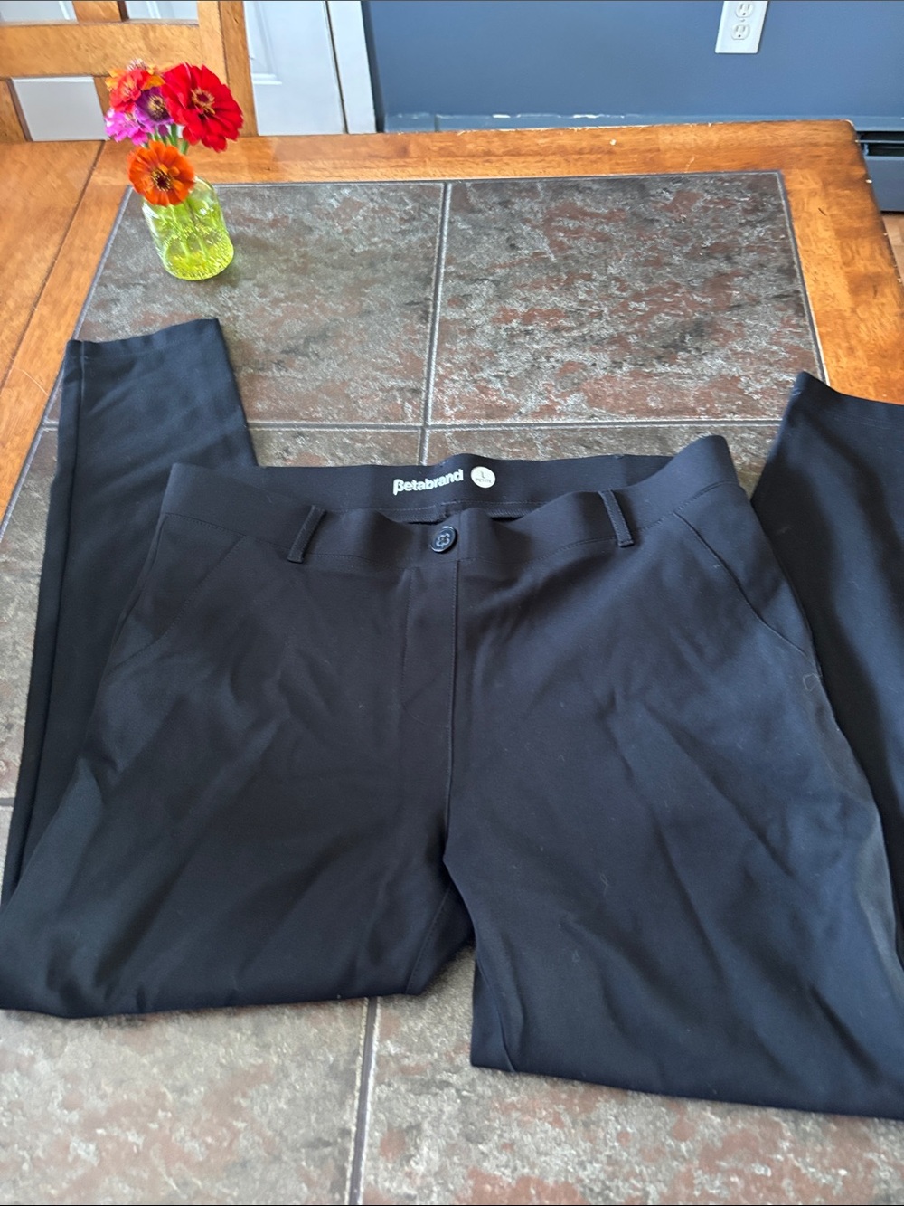 Betabrand Black Straight-Leg Women's Pants